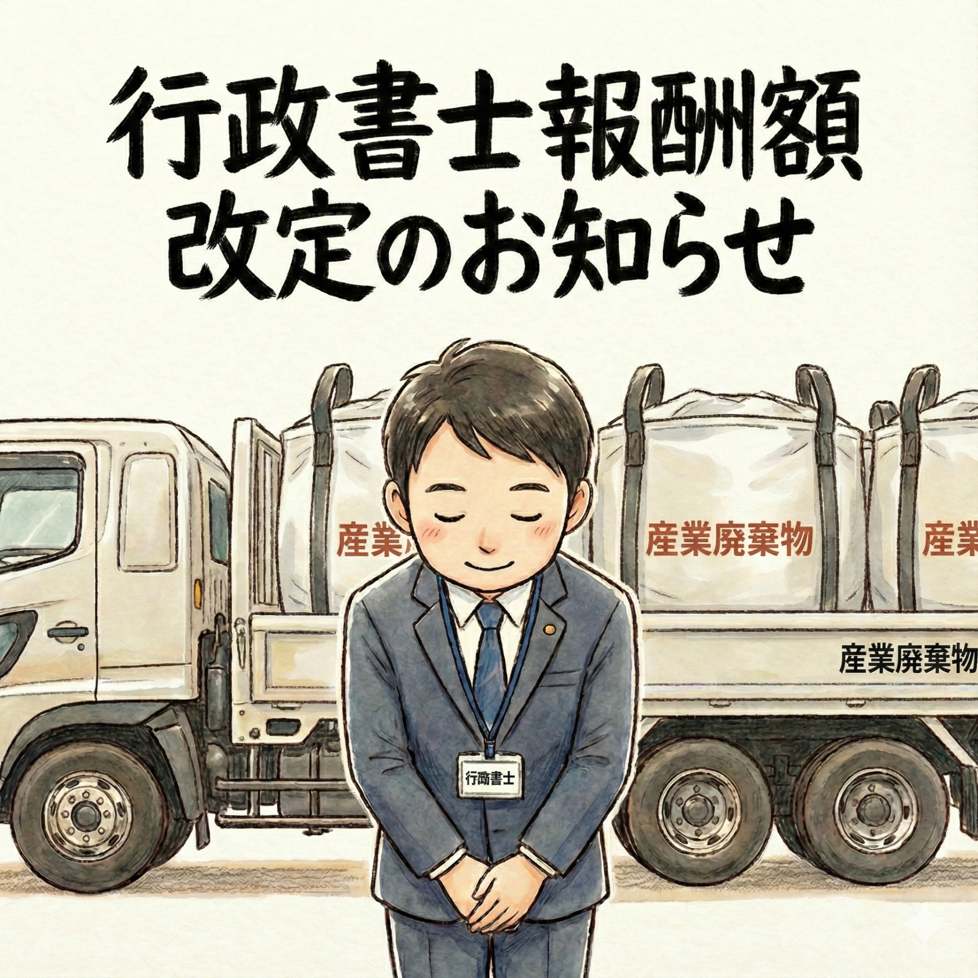【重要】産廃収集運搬業許可（新規）申請の報酬額改定のお知らせ